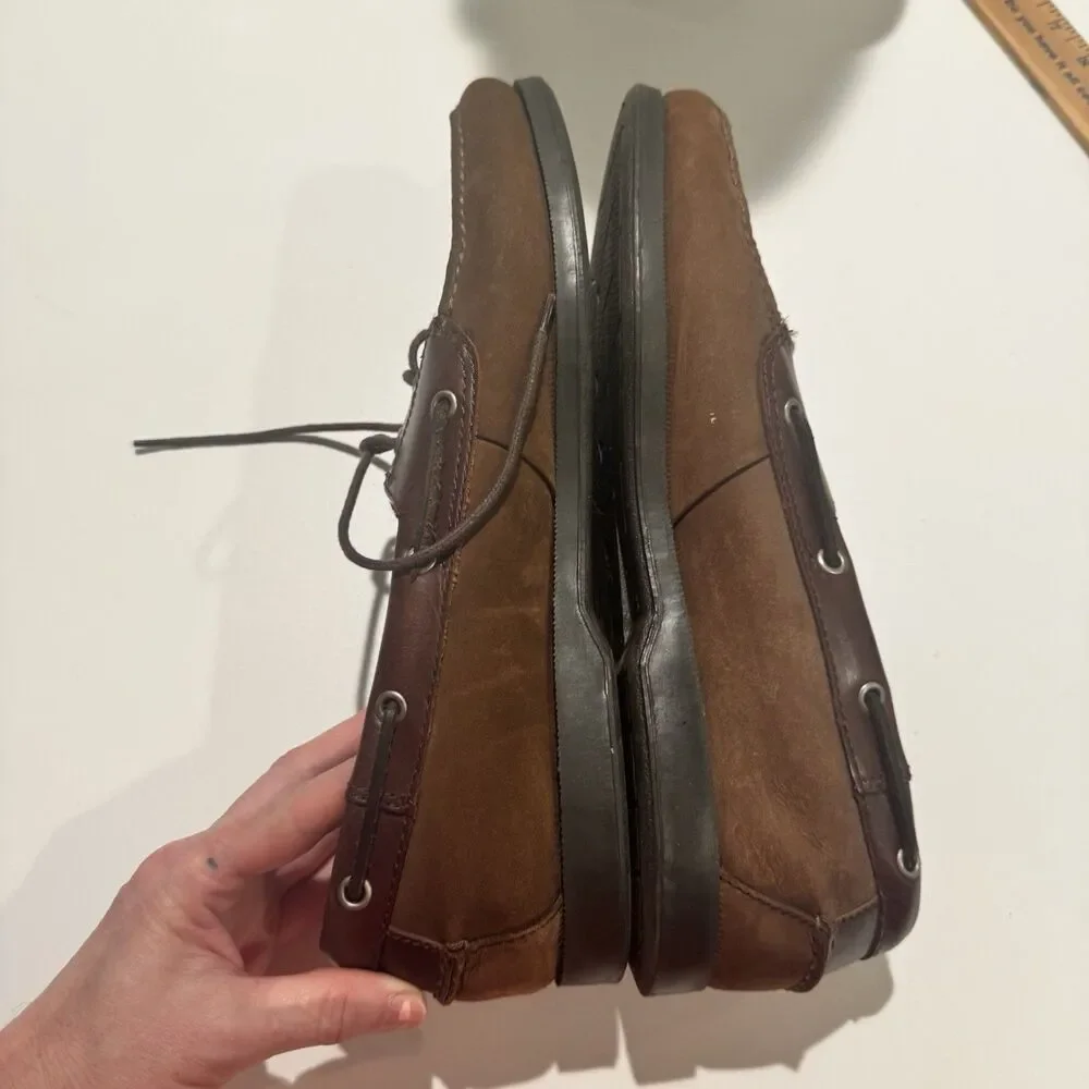 Mens Orvis Waxed Brown Boat Shoes Size 13M Vintage